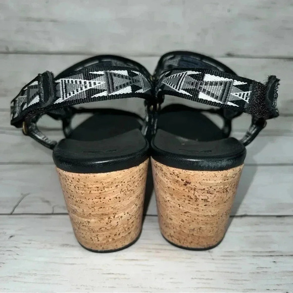 Teva Arrabelle Aztec Cork Wedge Sandals Women’s Size 11 Black - Picture 4 of 7